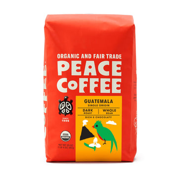 Peace Coffee Guatemala Dark Roast (Guatemala Single Origin), Organic Fair Trade Coffee, Whole Bean 20 Oz. Bag