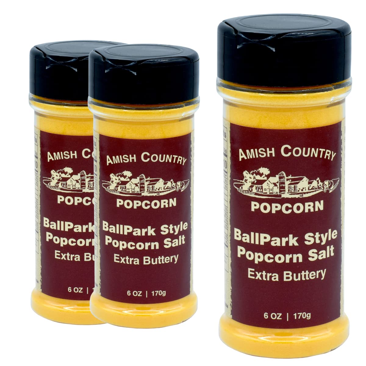 Amish Country Popcorn | Ballpark ButterSalt Popcorn Salt - 3-6 oz Bottles | Old Fashioned, Non-GMO and Gluten Free (3-6 oz Bottl