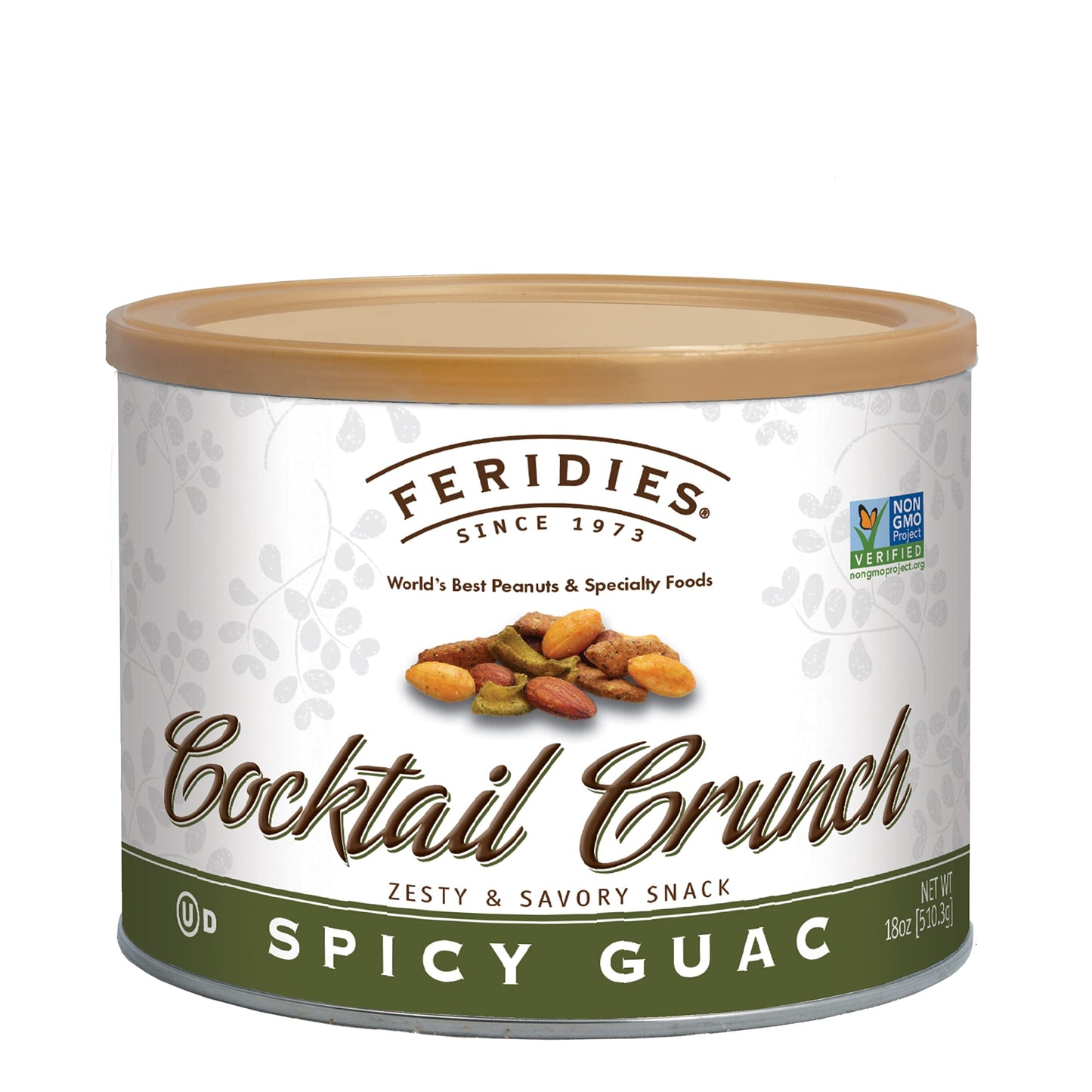 Feridies Cocktail Crunch Spicy Guac And Buffalo Gourmet Snack Mix With Cocktail Nuts - 18 Oz Tin