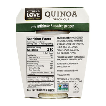 Kitchen & Love Artichoke & Roasted Peppers Quinoa Quick Meal 6-Pack | Vegan, Gluten-Free, Ready-to-Eat, No Refrigeration Require