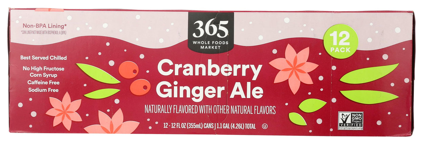365 by Whole Foods Market Cranberry Ginger Ale 12 Pack 12 Fl Oz