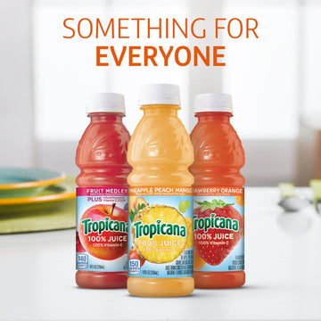 Tropicana 100% Juice 3-Flavor Fruit Blend Variety Pack, 10 Fl Oz, Bottles, (Pack Of 24)