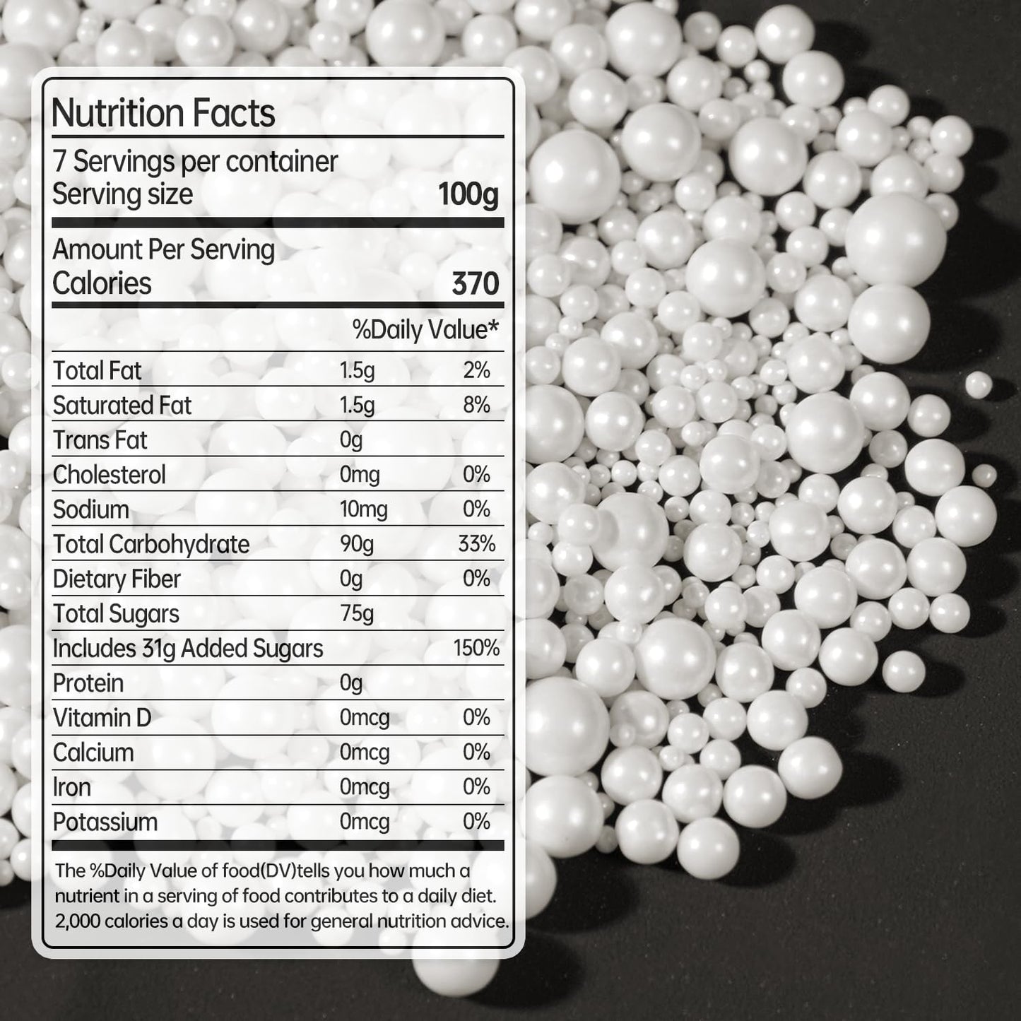 Joyvitas Edible White Pearl Sugar Sprinkles for Cake Decorating, 150g/5.29oz, Perfect for Cupcakes and Parties