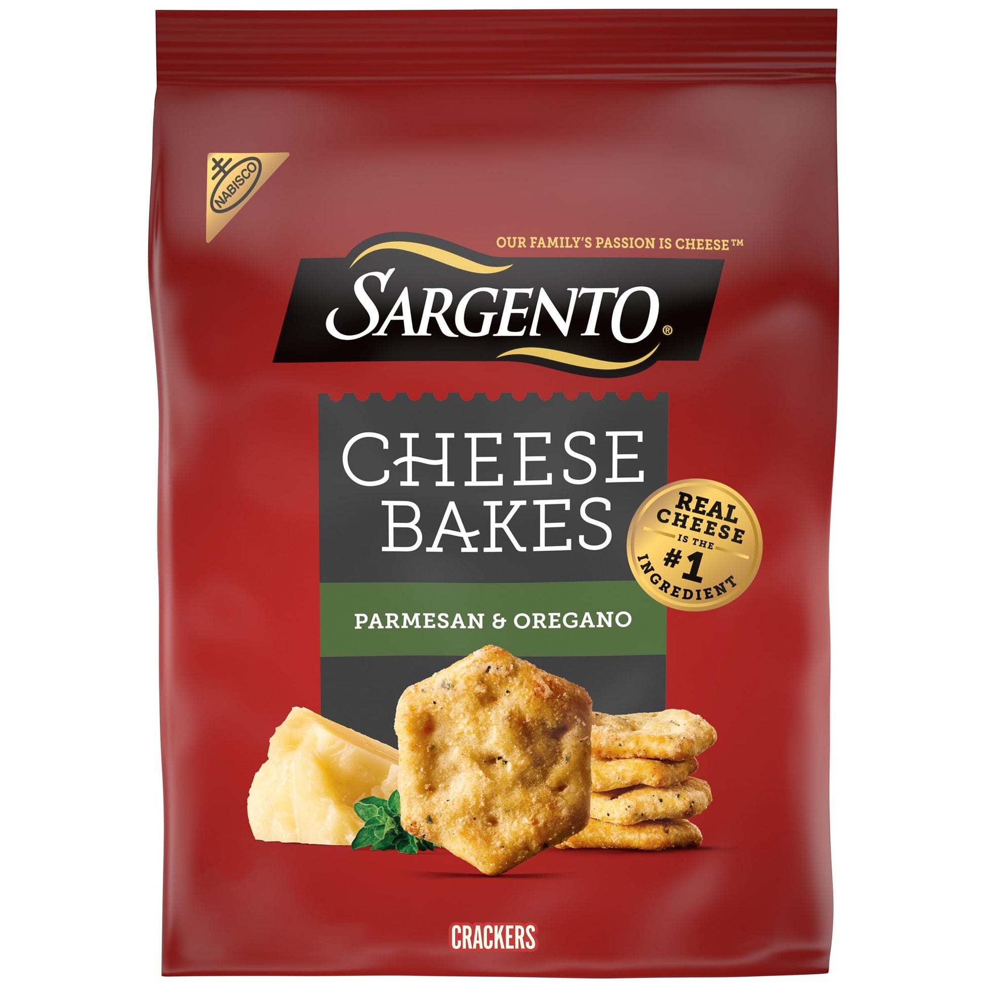 Sargento Cheese Bakes Parmesan and Oregano Crackers, Cheese Crackers, Lunch Snacks, 4.5 oz