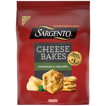 Sargento Cheese Bakes Parmesan and Oregano Crackers, Cheese Crackers, Lunch Snacks, 4.5 oz