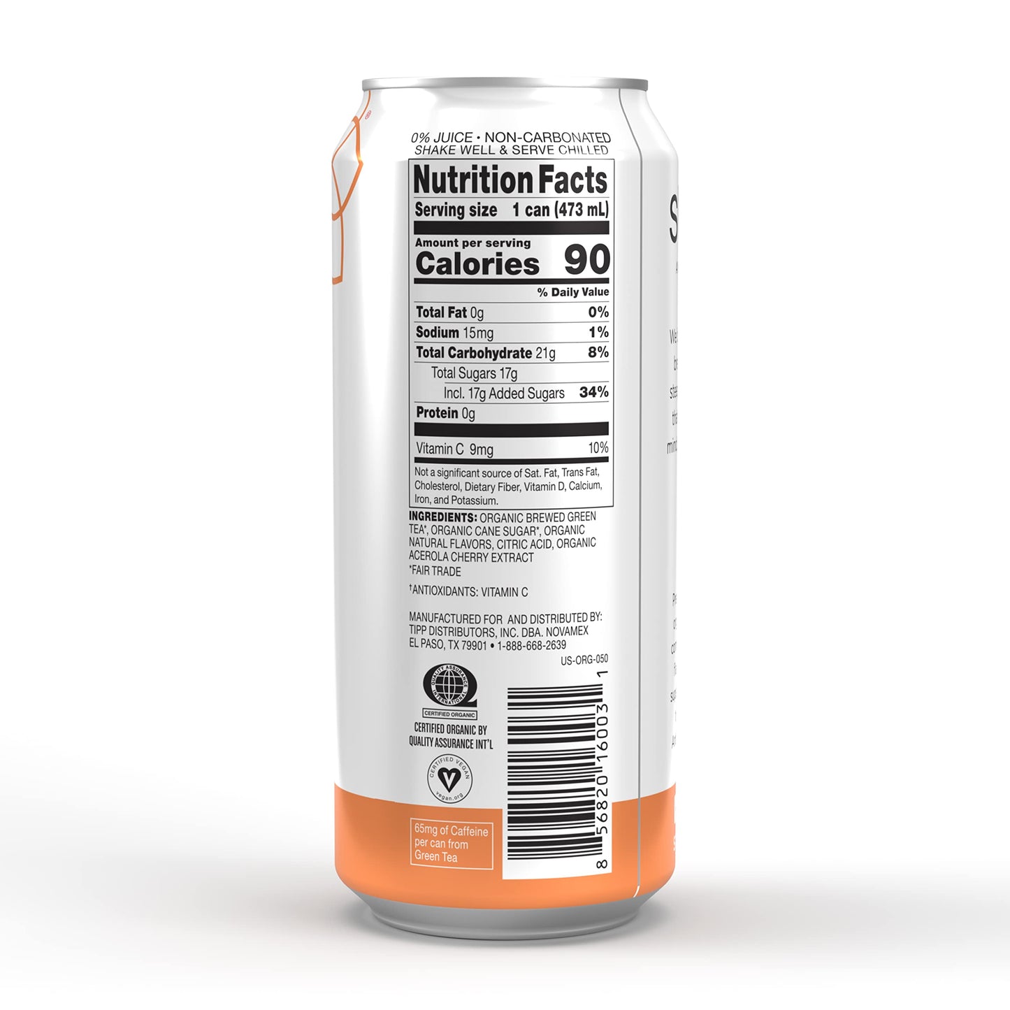 Steaz Organic Green Tea Peach - 12 Pack, 16 Fl Oz Cans, Antioxidant Brew, Vegan, Fair Trade, 65mg Natural Caffeine