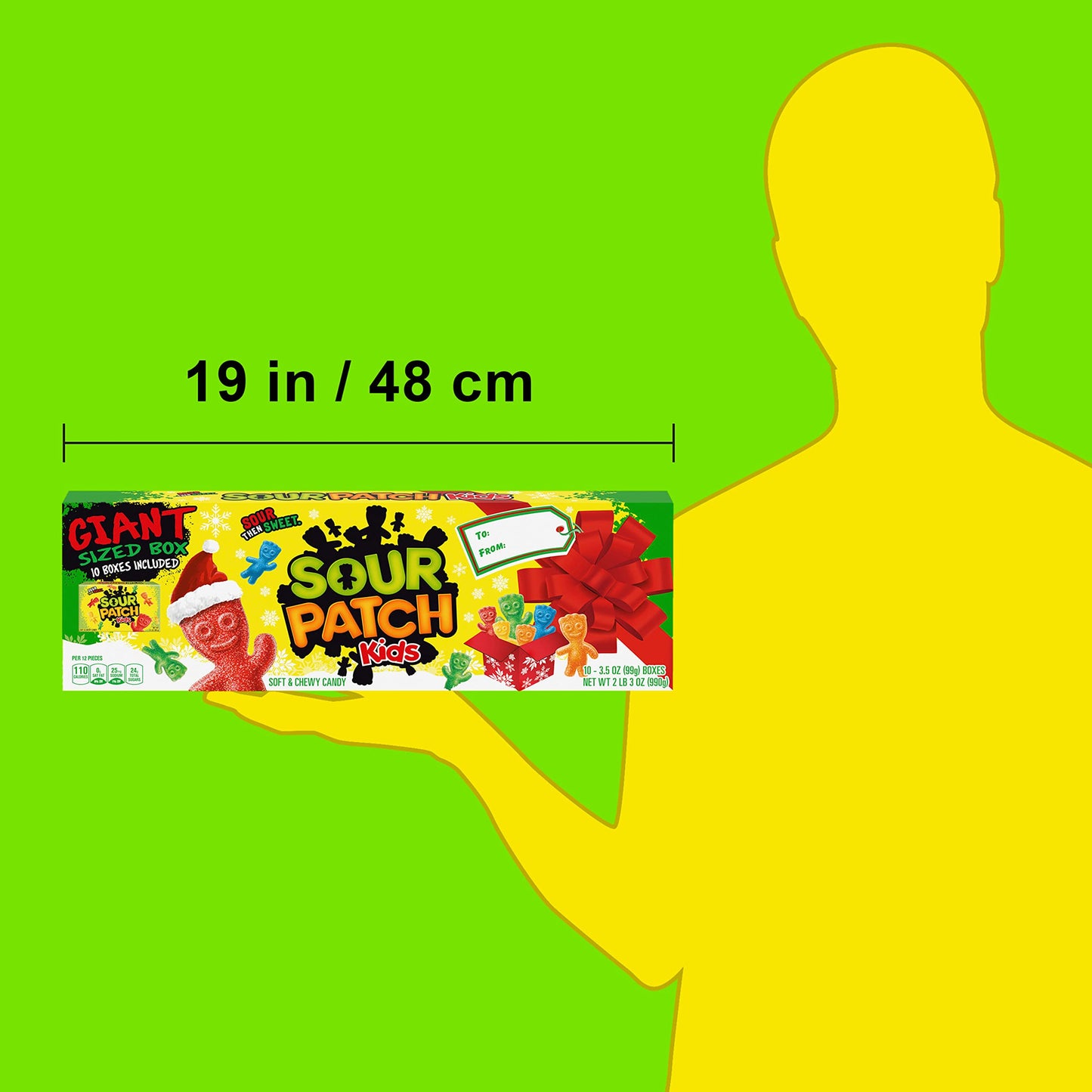 Sour Patch Kids Soft & Chewy Holiday Candy, Giant Gift Box, Includes 10 - 3.5 Oz Boxes