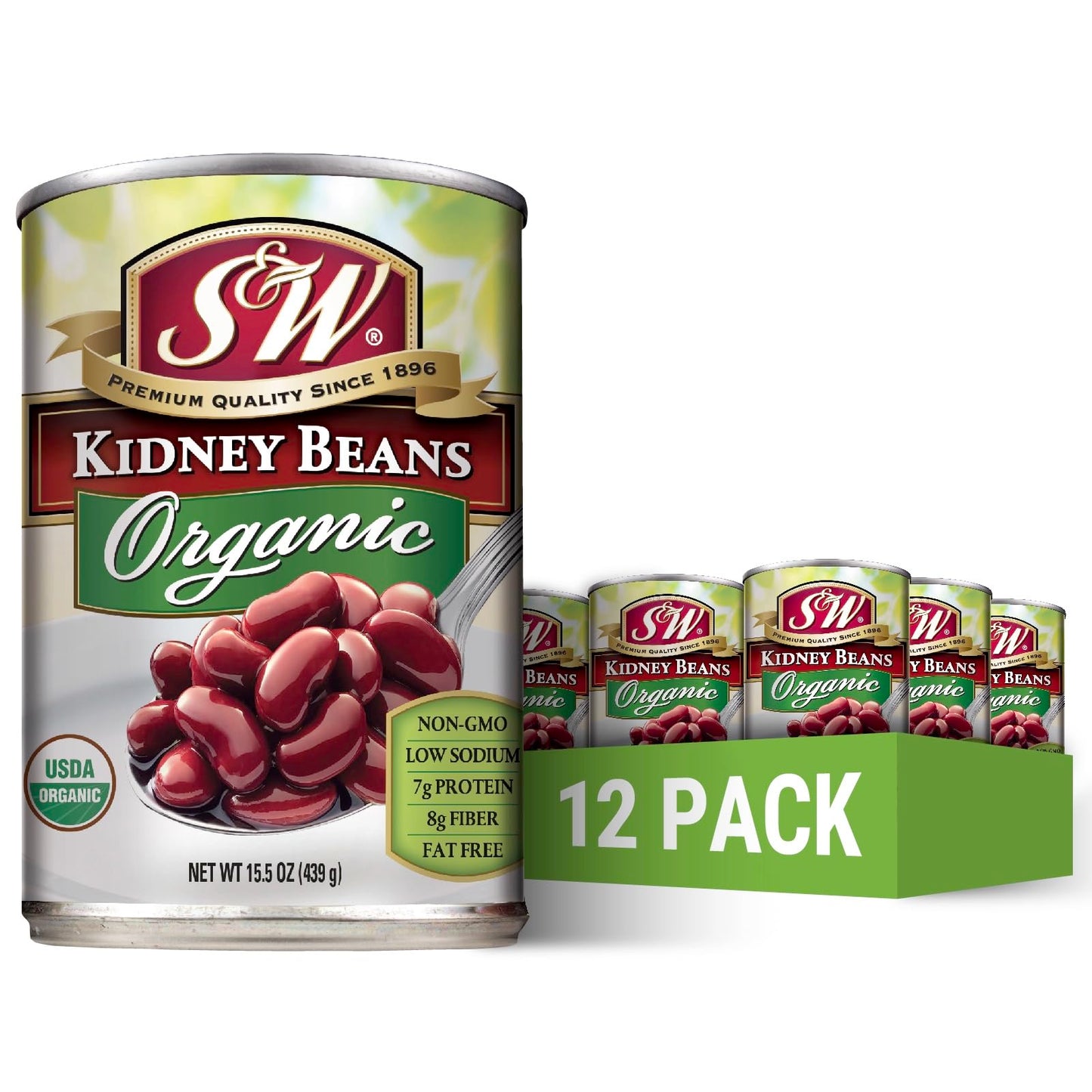 S&W - Organic Kidney Beans - 15.5 Oz. Can (Pack Of 12)