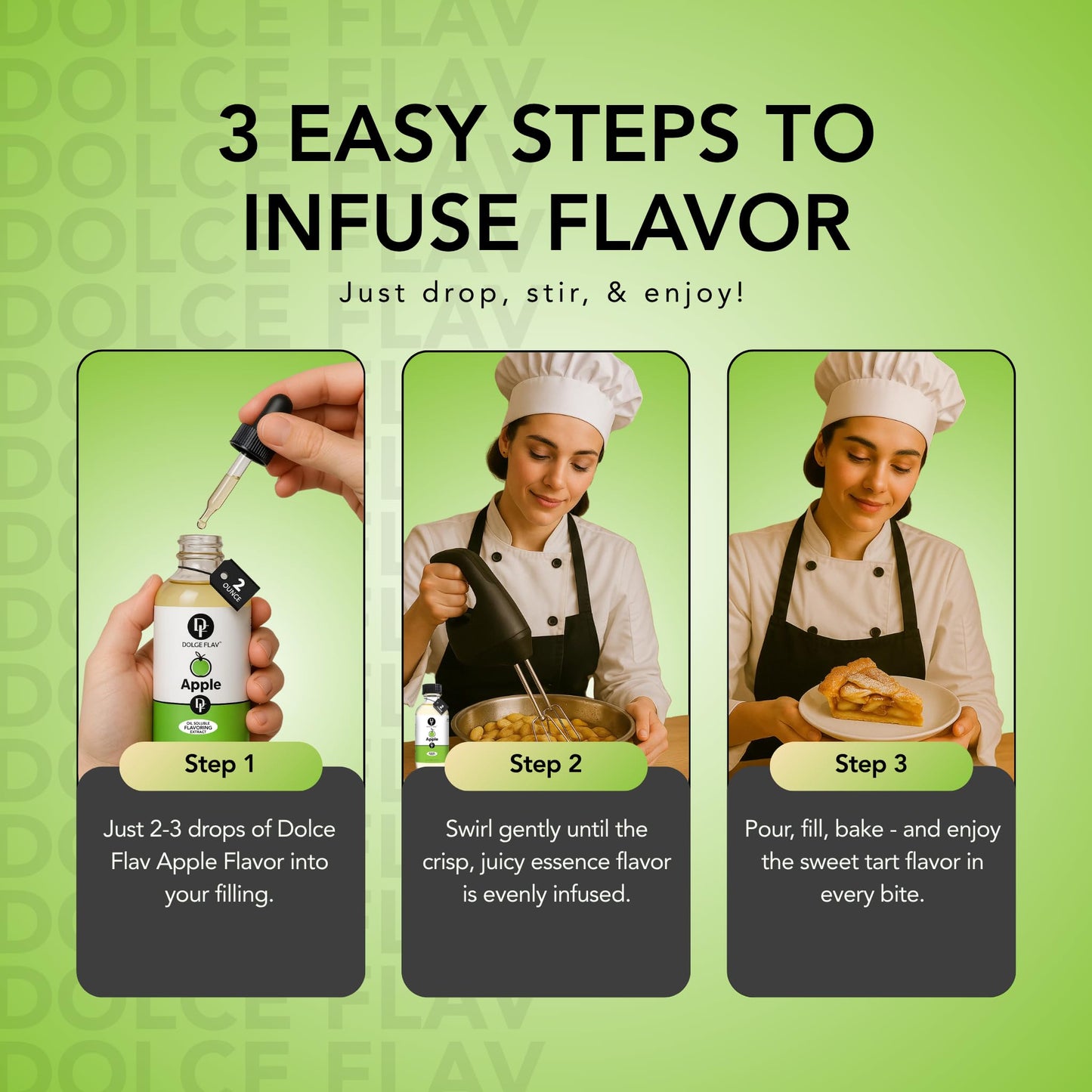 Dolce Flav Apple Extract - Concentrated Crisp Flavoring for Baking & Desserts - 2 Oz Oil-Soluble, Sugar-Free, Pack of 2