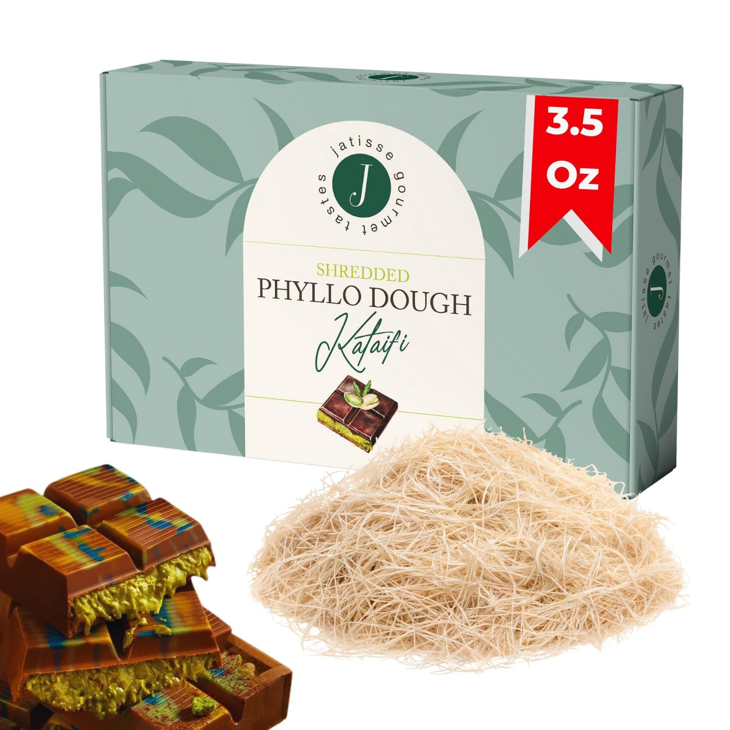 Jatisse Top-Grade Dried Kataifi Perfect For Viral Dubai Chocolate Bar Pistachio Stuffed Desserts Knafeh Kunafa And Middle Eastern Pastries - Kataifi Shredded Fillo Dough Kunefe Kadayif (3.5 Oz (Pack Of 1))