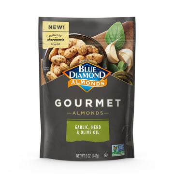 Blue Diamond Almonds, Gourmet Specialty Garlic, Herb, and Olive Oil Flavored Classic Snack Nuts Perfect for Charcuterie, Holiday