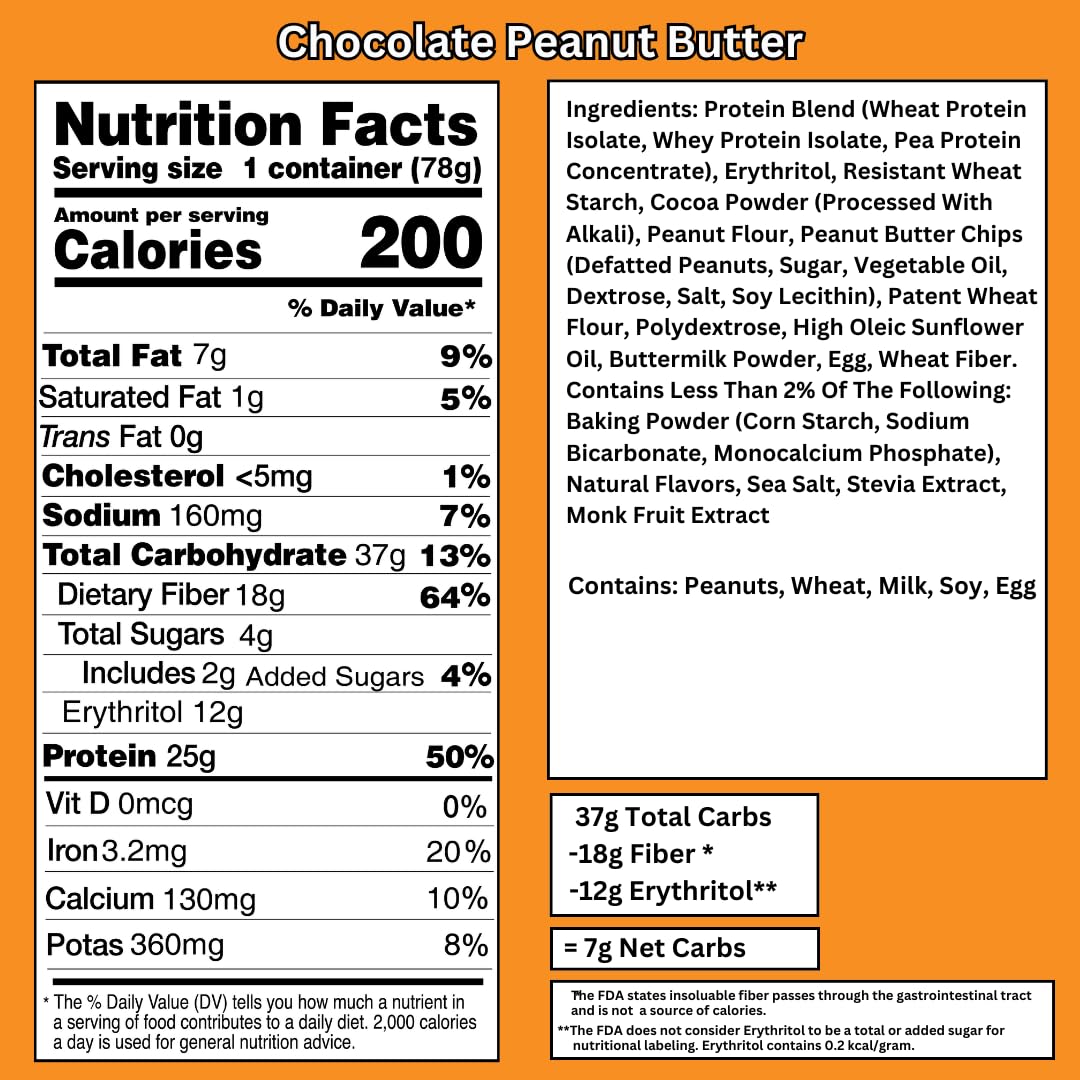 Bootylicious | High-Protein Muffin | 25g Protein, 7g Net Carbs, 2.32-2.75oz Cup, 12-Pack (Chocolate Peanut Butter)