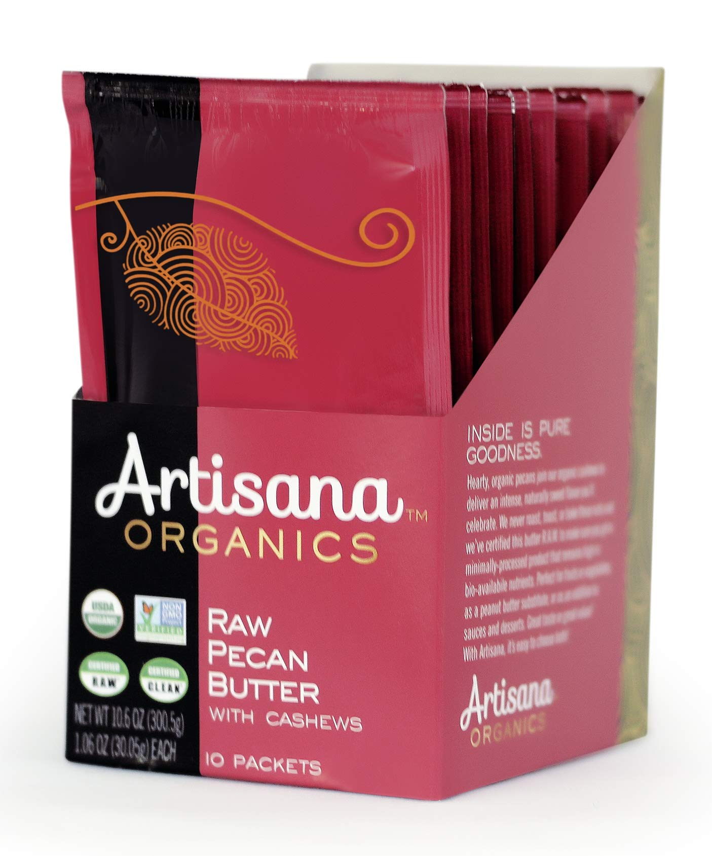 Artisana Organics Raw Pecan Butter With Cashews - No Sugar Added, Just Two Ingredients - Vegan, Paleo And Keto Snack, 1.06Oz Pouches (10 Pack)