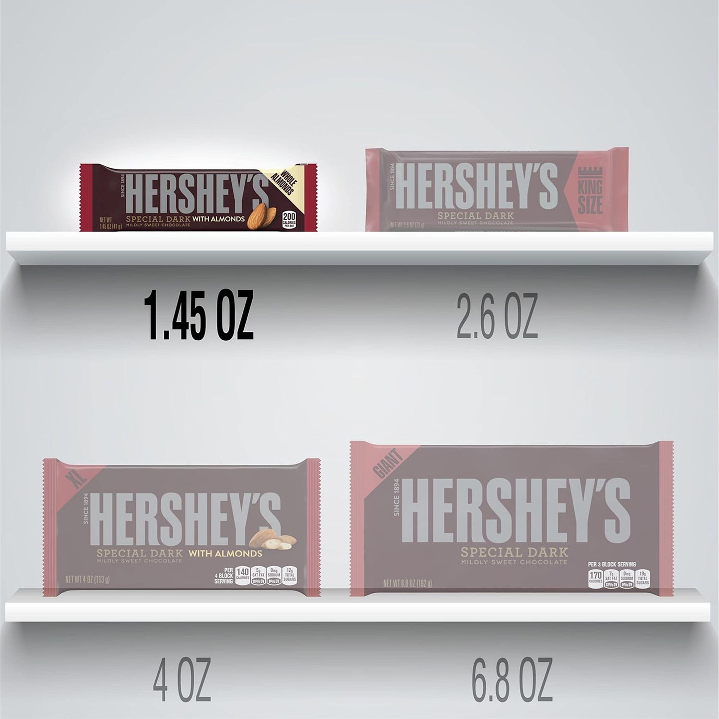 Hershey'S Special Dark Chocolate With Whole Almonds Candy Bars, 1.45 Oz (24 Count)