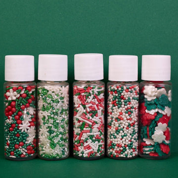 Confect Christmas Sprinkles | Christmas Sprinkles - Snowflakes In Red, Green & White I Confetti Pearls & Sparkling For Dessert D