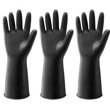 Thxtoms Dishwashing Gloves, 3 Pairs Reusable Latex Cleaning Gloves For Housework, Kitchen, Bathroom, Extra Large, Black