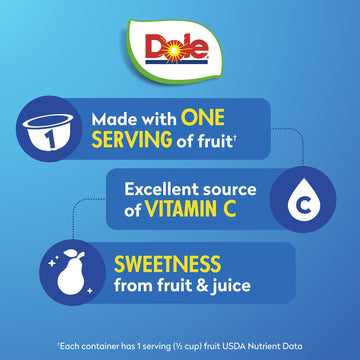 Dole Fruit Bowls Diced Pears in 100% Juice Snacks, 4oz 24 Total Cups, Gluten & Dairy Free, Bulk Lunch Snacks for Kids & Adults