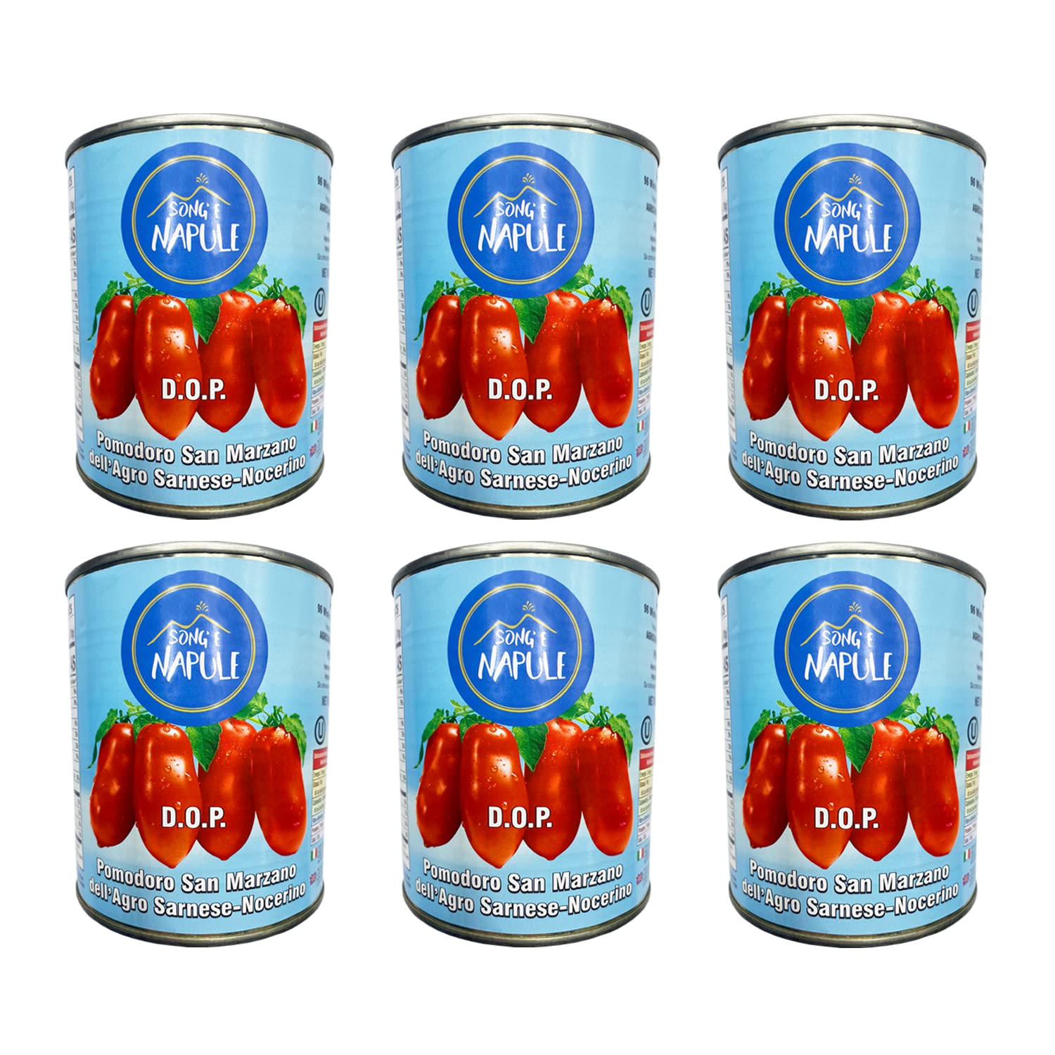 Sanniti Song' E Napule San Marzano DOP Authentic Whole Peeled Plum Tomatoes, 28 Ounce (Pack of 6)