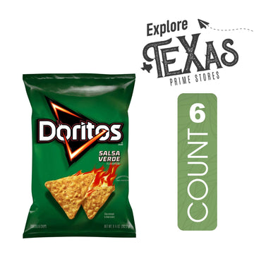 Doritos 6-Pack Of Salsa Verde Flavored Tortilla Snack Chips 9.25 Oz Bag + 1 Freebie By Lavinia Essentials Brand