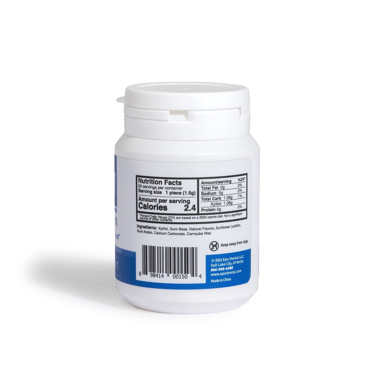 Epic Xylitol Chewing Gum - Sugar Free & Aspartame Free Chewing Gum Sweetened W/Xylitol For Dry Mouth & Gum Health (Peppermint, 50-Piece Bottle, 3 Bottles)