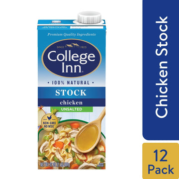 College Inn Unsalted Chicken Stock, 12 Pack, 32 Oz Carton