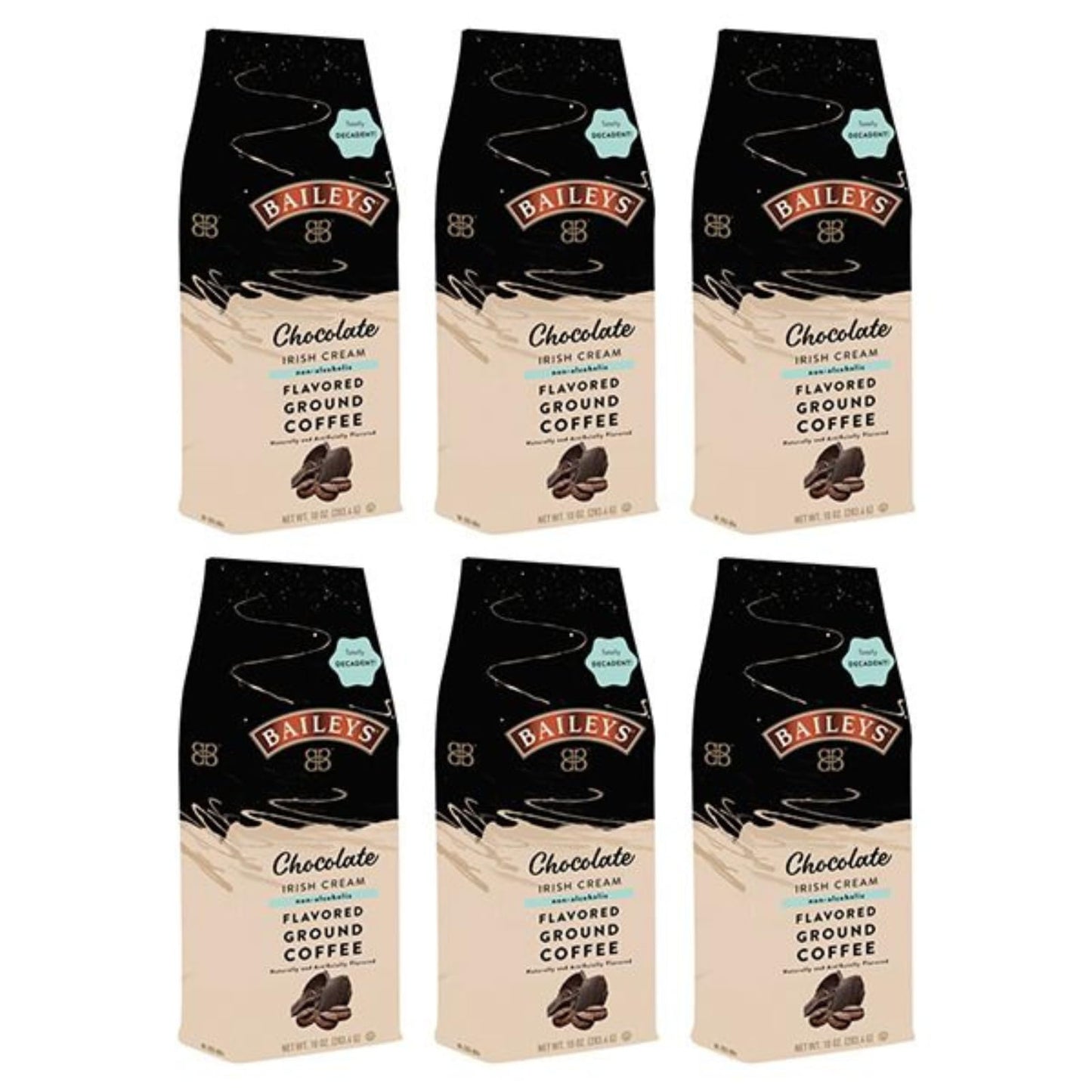 Baileys Chocolate Irish Cream Flavored Medium Roast Ground Coffee - 10Oz Bag (Case Of 6)