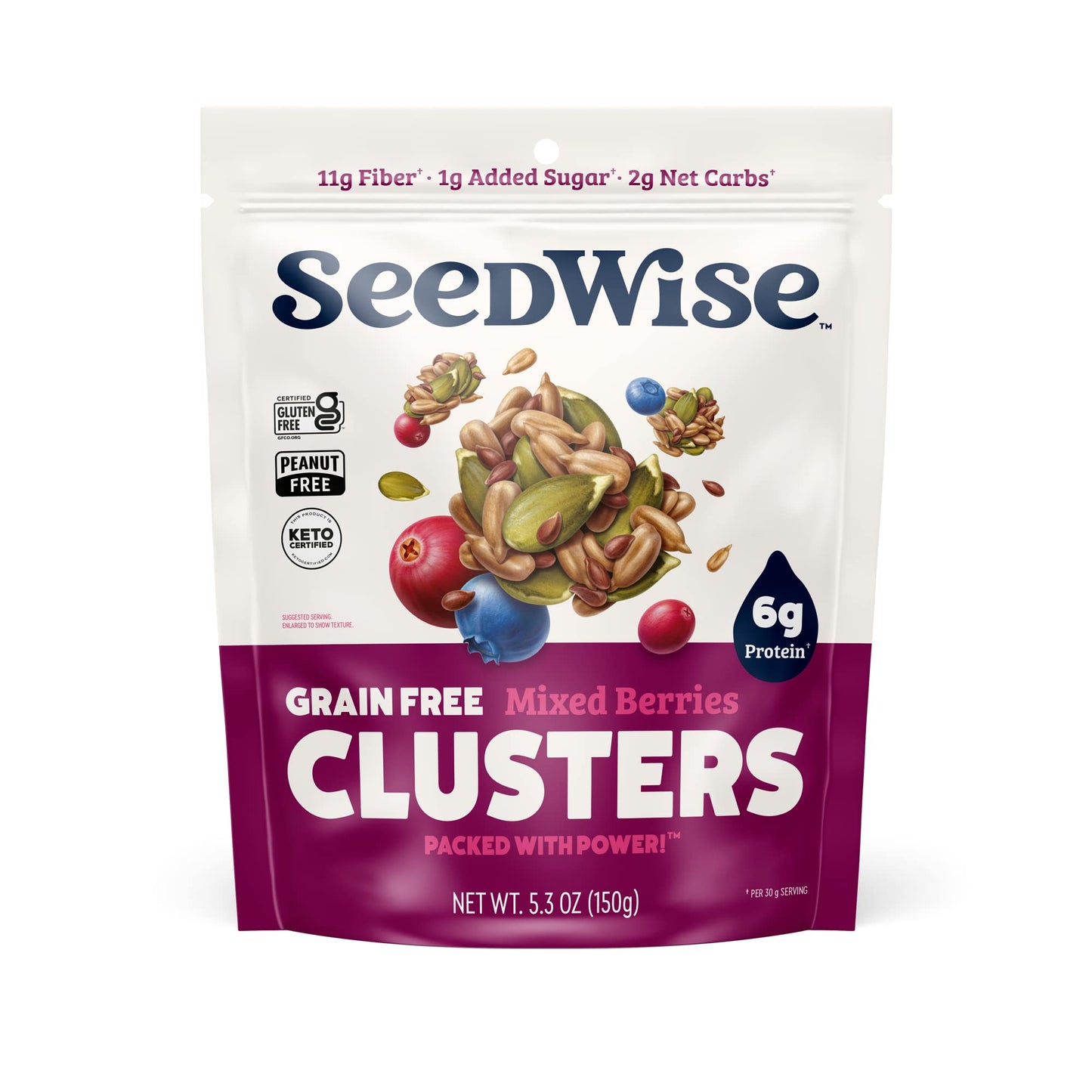 Ozery Bakery Super Seed Crunch Clusters, Mixed Berries, Plant Based, Vegan, Keto Snack, 5.3 Ounce (Pack of 3)