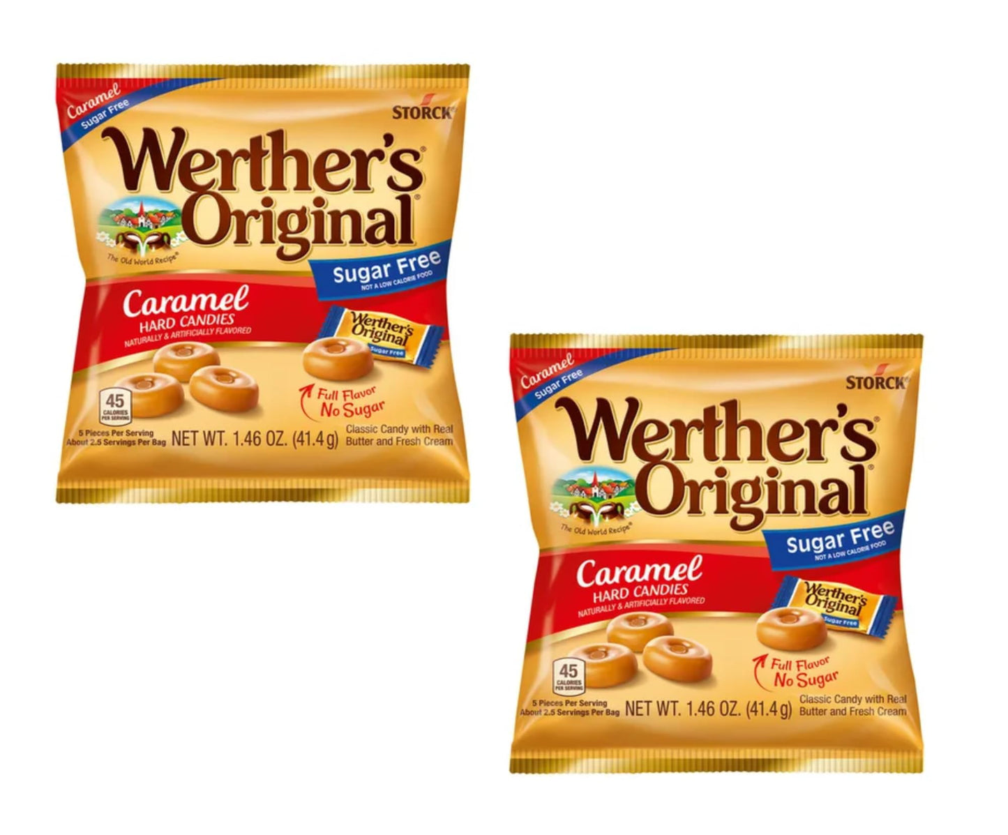 Werthers Original Hard Candies Caramel Flavored - Pack of 2 - Delicious Caramels in Every Bag - Perfect for Sharing with Friend