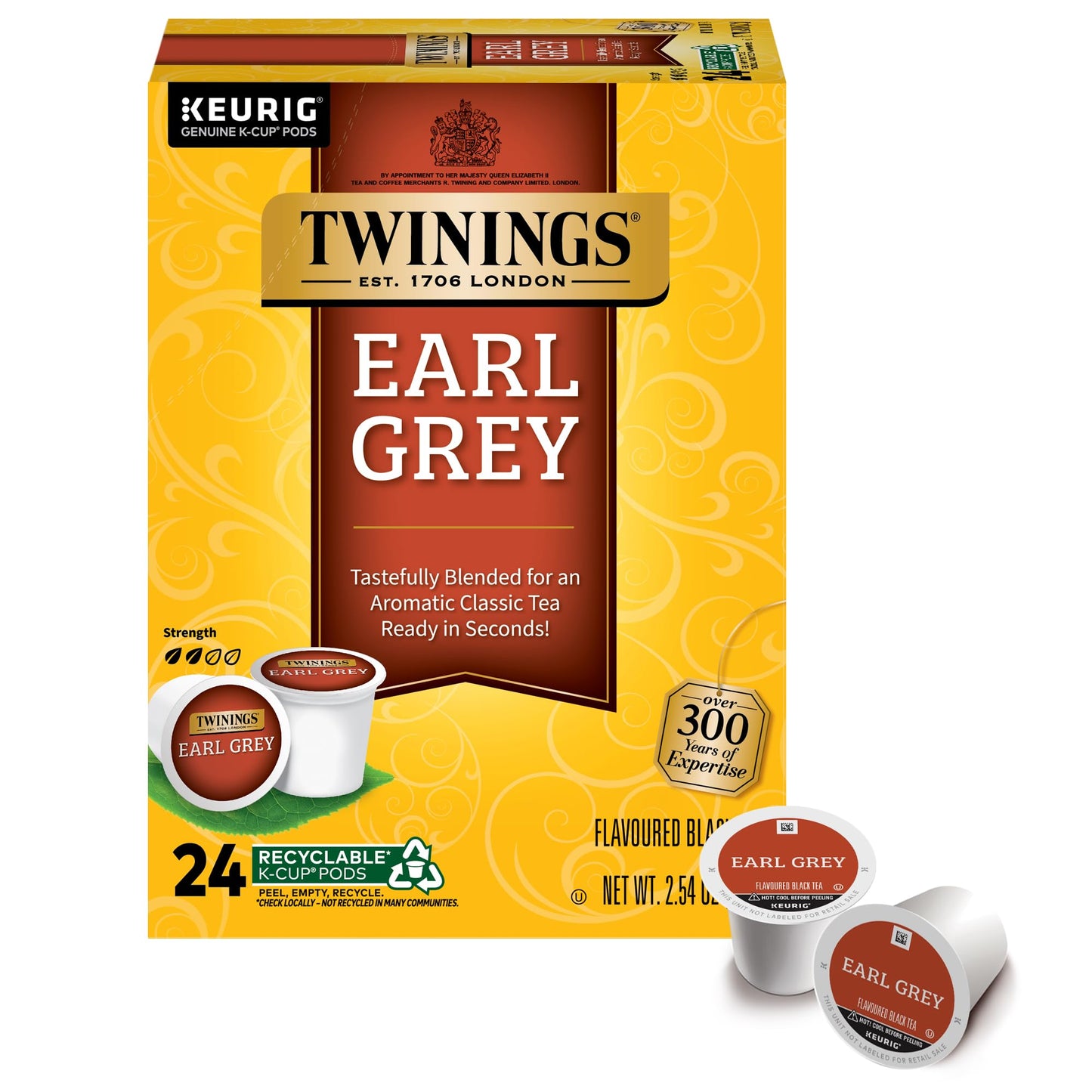 Twinings Earl Grey K-Cup Pods For Keurig, Caffeinated Black Tea Flavoured With Citrus And Bergamot, 24 Count (Pack Of 1)