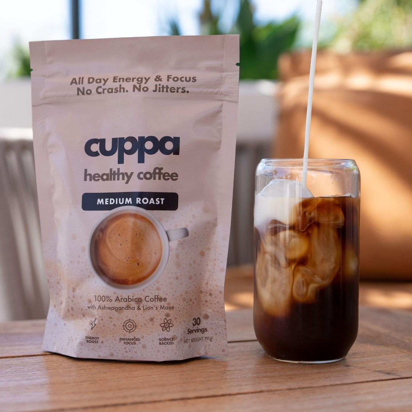 Cuppa Healthy Mushroom Insant Coffee with Lions Mane & Ashwagandha for All Day Energy & Focus - No Crash or Jitters - Nootropic