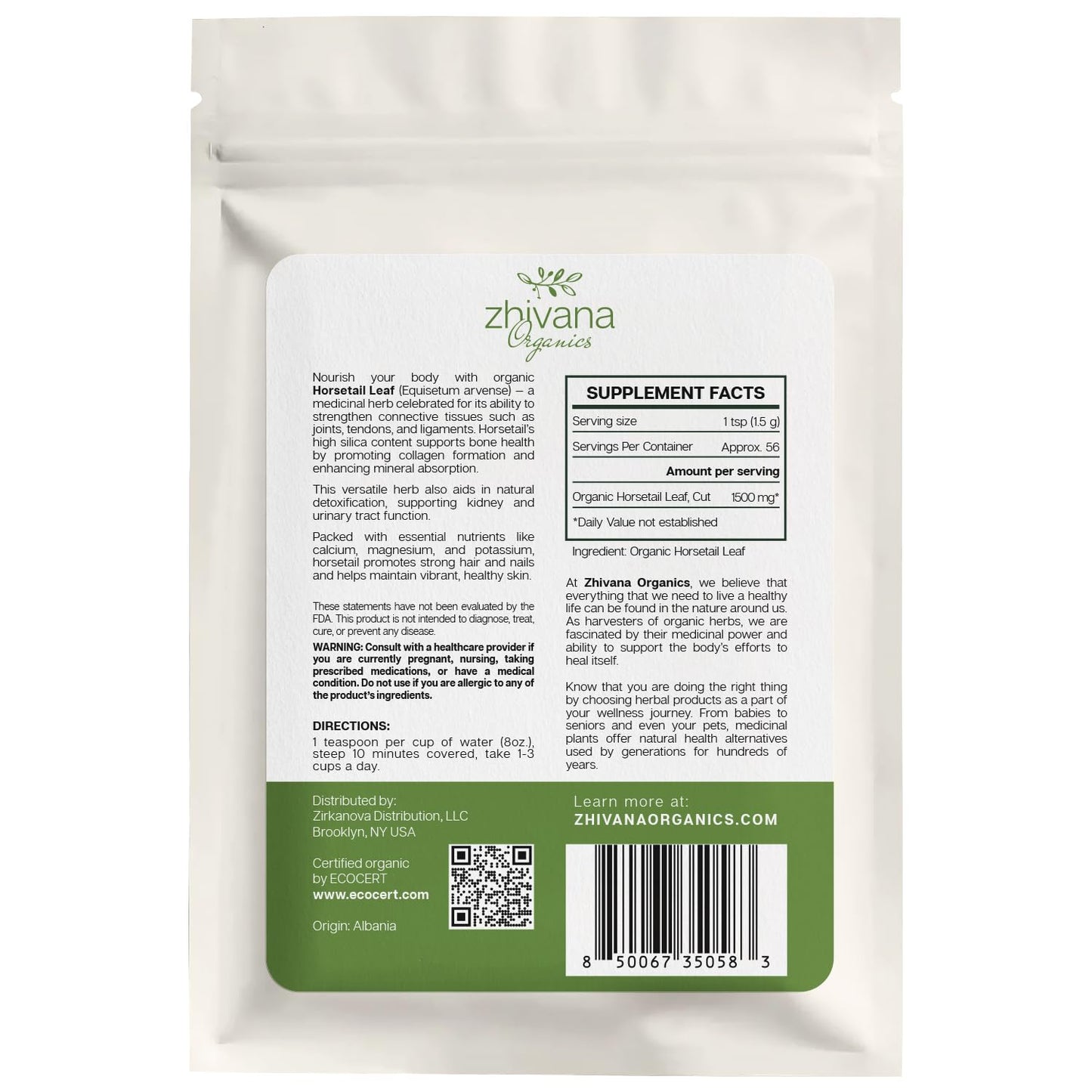 Horsetail Tea Organic (3 oz.) - Organic Horsetail Herb (Equisetum arvense) - Horse Tail Grass - Natural Silica-RichTea for Hair