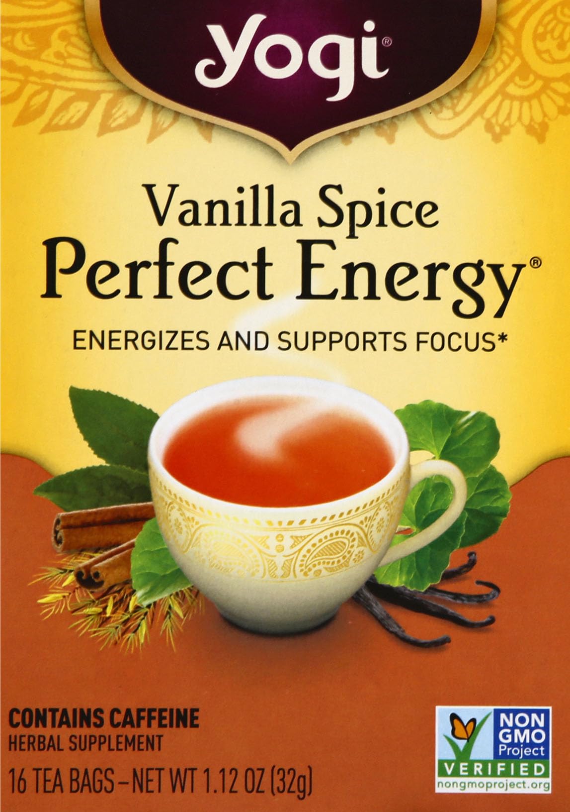 Yogi Tea, Vanilla Spice Perfect Energy, 16 Count, Packaging May Vary