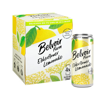 Belvoir Farm Elderflower & Rose Sparkling Lemonade | Delicious On It'S Own Or As A Mixer | Product Of Uk | 4 Cans, 8.4 Fl Oz (25