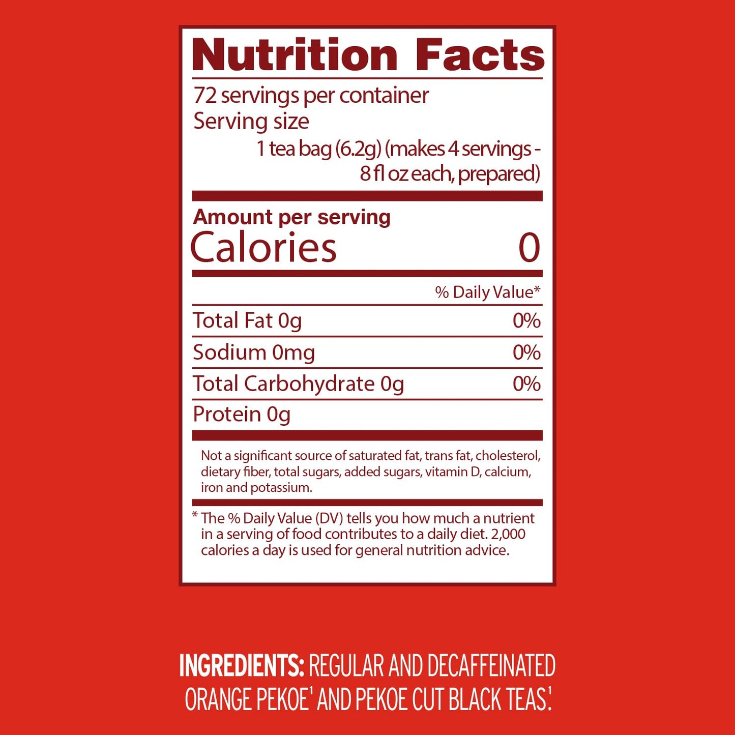 Luzianne Unsweetened Half-Caff Iced Tea Bags, Family Size, 18Ct Box (Pack Of 1)