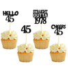 Gyufise 24Pcs Straight Outta 1978 Cupcake Toppers Glitter Forty-five Happy 45th Cupcake Picks Cheers to 45 Years Birthday Cake D