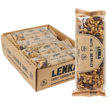 Lenka Handmade Craft Granola Bars - Nuts And Berries Gluten Free High Fiber - Nutritious Snack Bar With Almonds, Cashews & Peanu