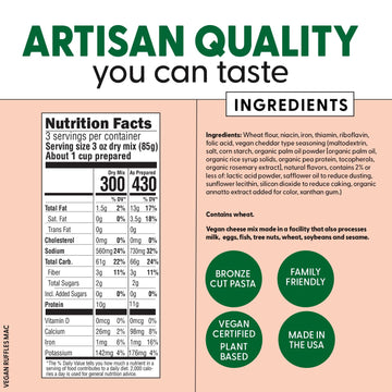 Pastabilities Vegan Ruffles - Mac and Cheese - Family Size - Serves 4, Wheat Based Pasta, Delicious Taste, Non GMO, Vegan Pasta