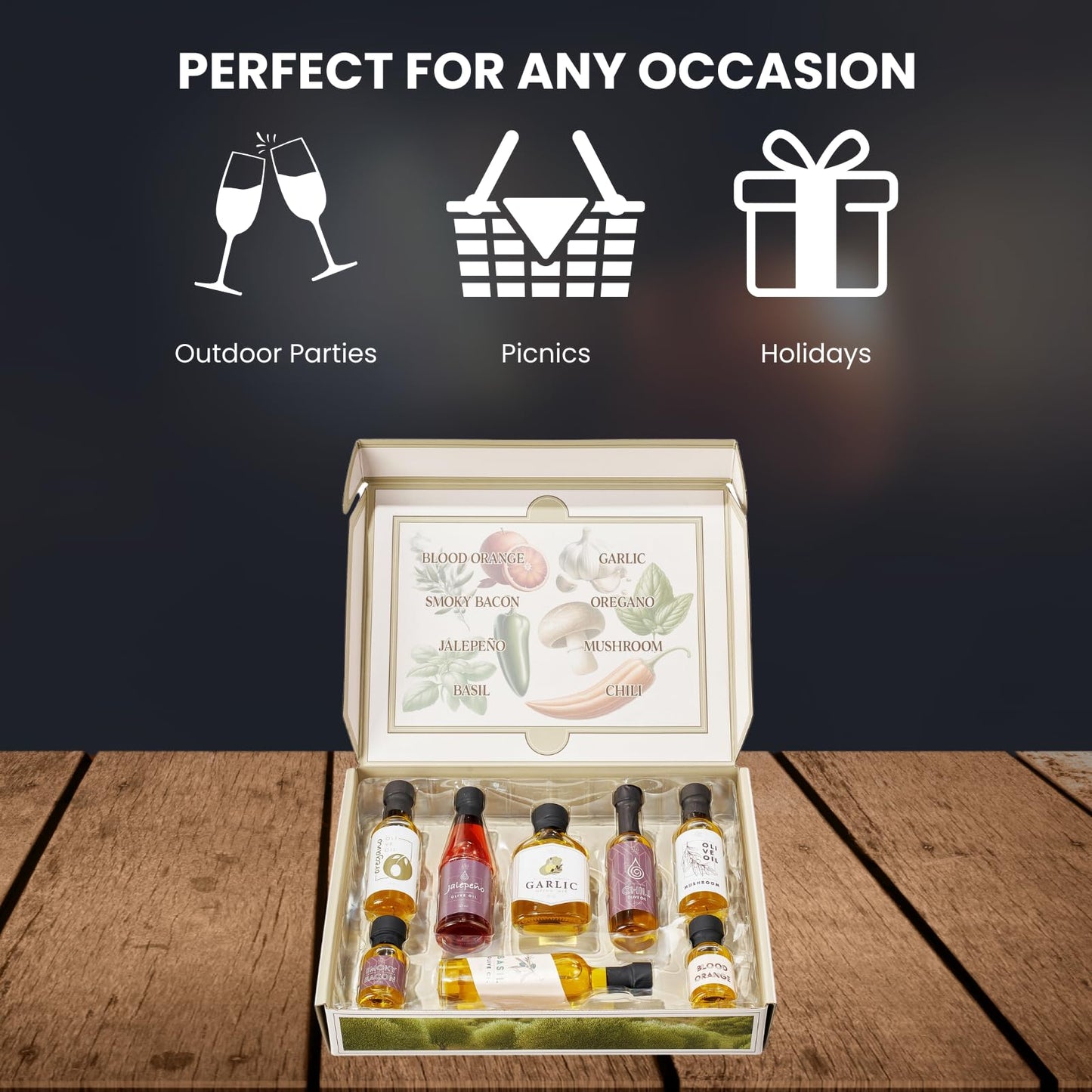 Kiri & Sons Olive Oil Gourmet Sampler Gift Set Of 8 - Premium Extra-Virgin Olive Oil Made In Spain, Natural Flavors Include Mush