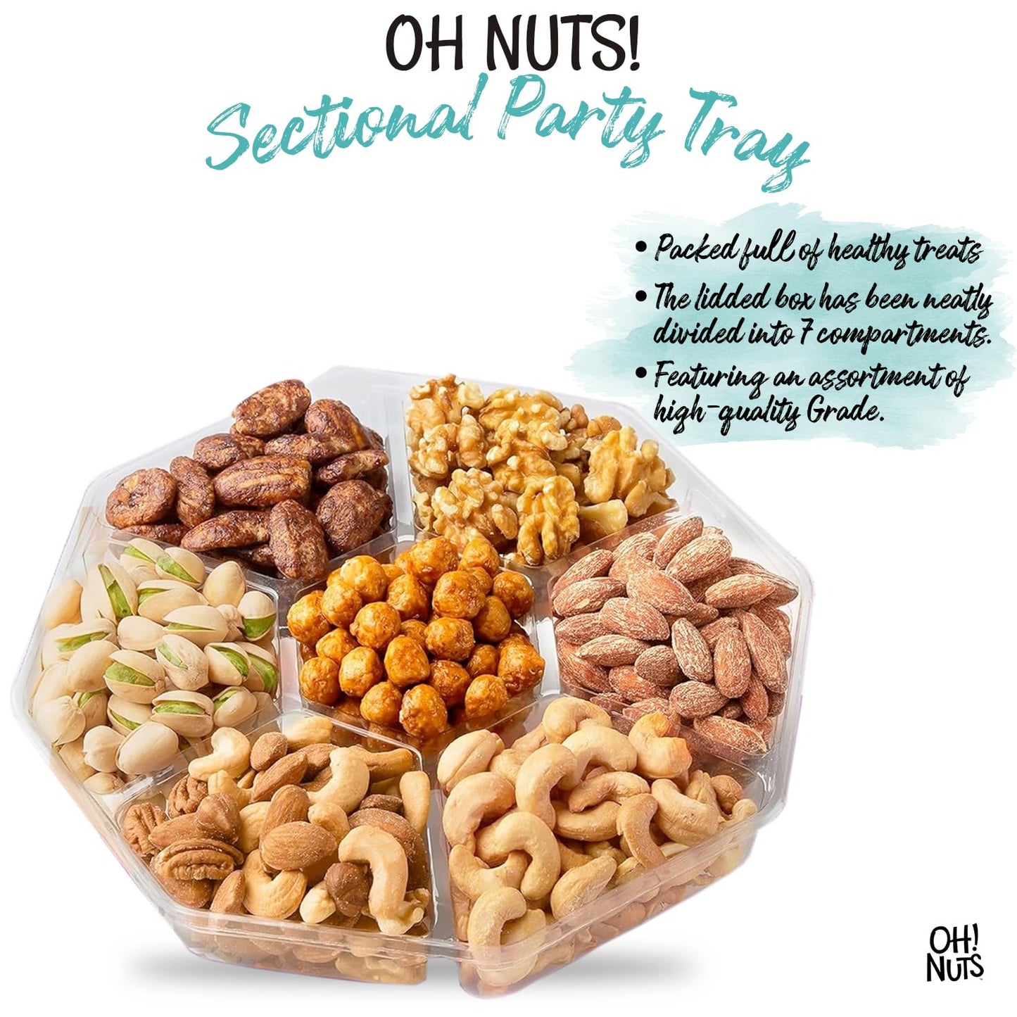 Oh! Nuts Nuts Gift Basket - 7 Variety Roasted Salted Nuts - 1.8 LB Gourmet Assortment for Gifts - Premium 28 Ounces