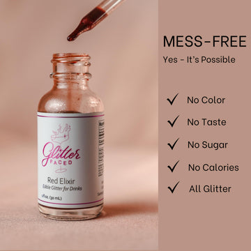 Glitter Faced Black Edible Glitter For Galentines Cocktails & Mocktails, Mess-Free Glitter For 30 Drinks, Luster Dust Made From