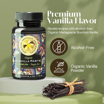 DOCTOR VANILLA ARTISANAL Organic Vanilla Paste - spirit-inspired flavor, Madagascar, Kosher, Halal, Non-GMO, Sugar-Free, Gluten-Free, 4oz