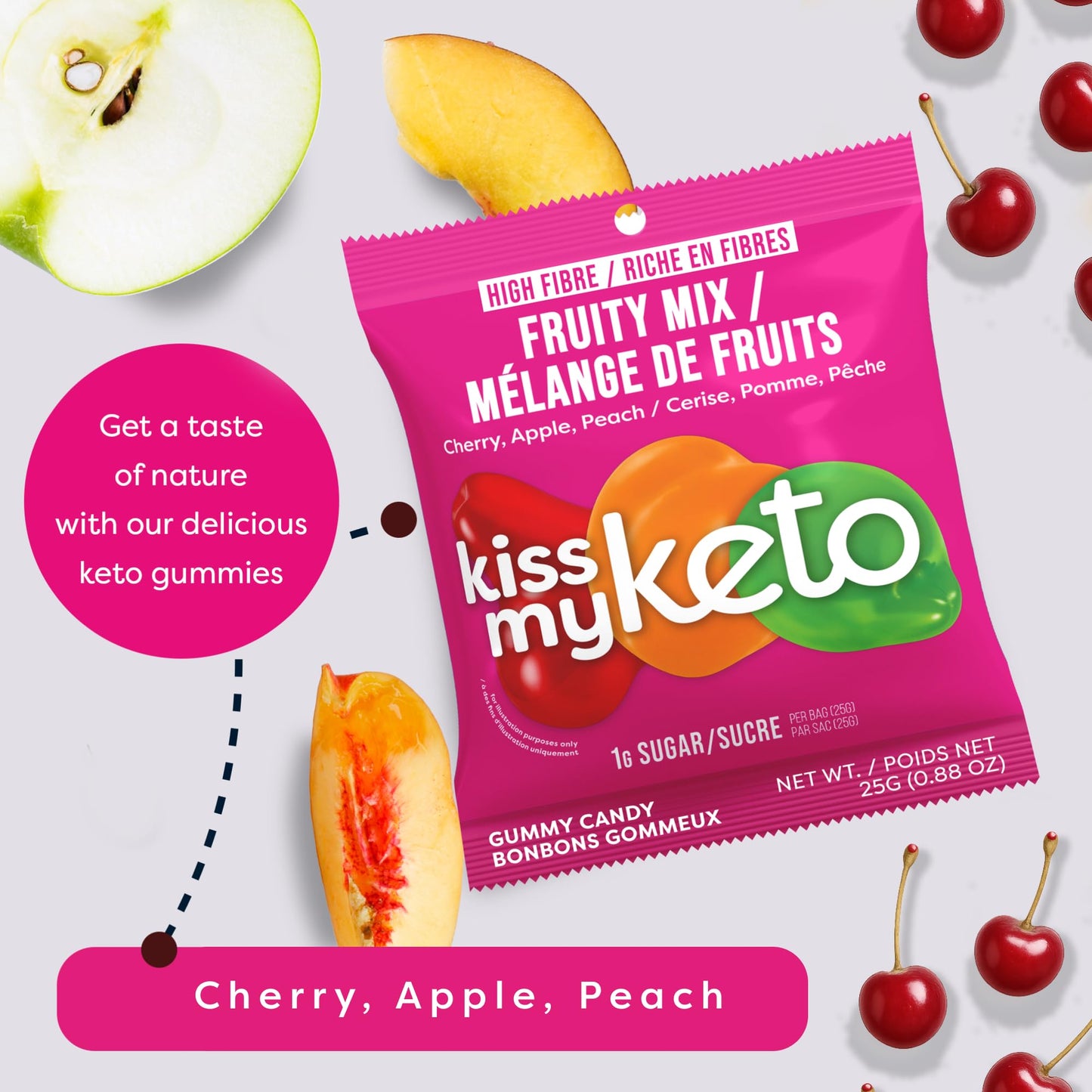 Kiss My Keto Gummies Candy-Low Carb Candy Fruity Mix, Keto Snack Pack-Healthy Candygummys-Vegancandy, Keto Gummycandy-Ketocandy