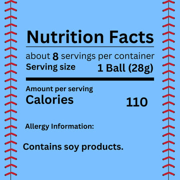 Kathy Kaye Baseball Themed Popcorn Balls, Individually Wrapped Salty Snacks, Sports Party Favor, 8 Pieces Included, 8Oz