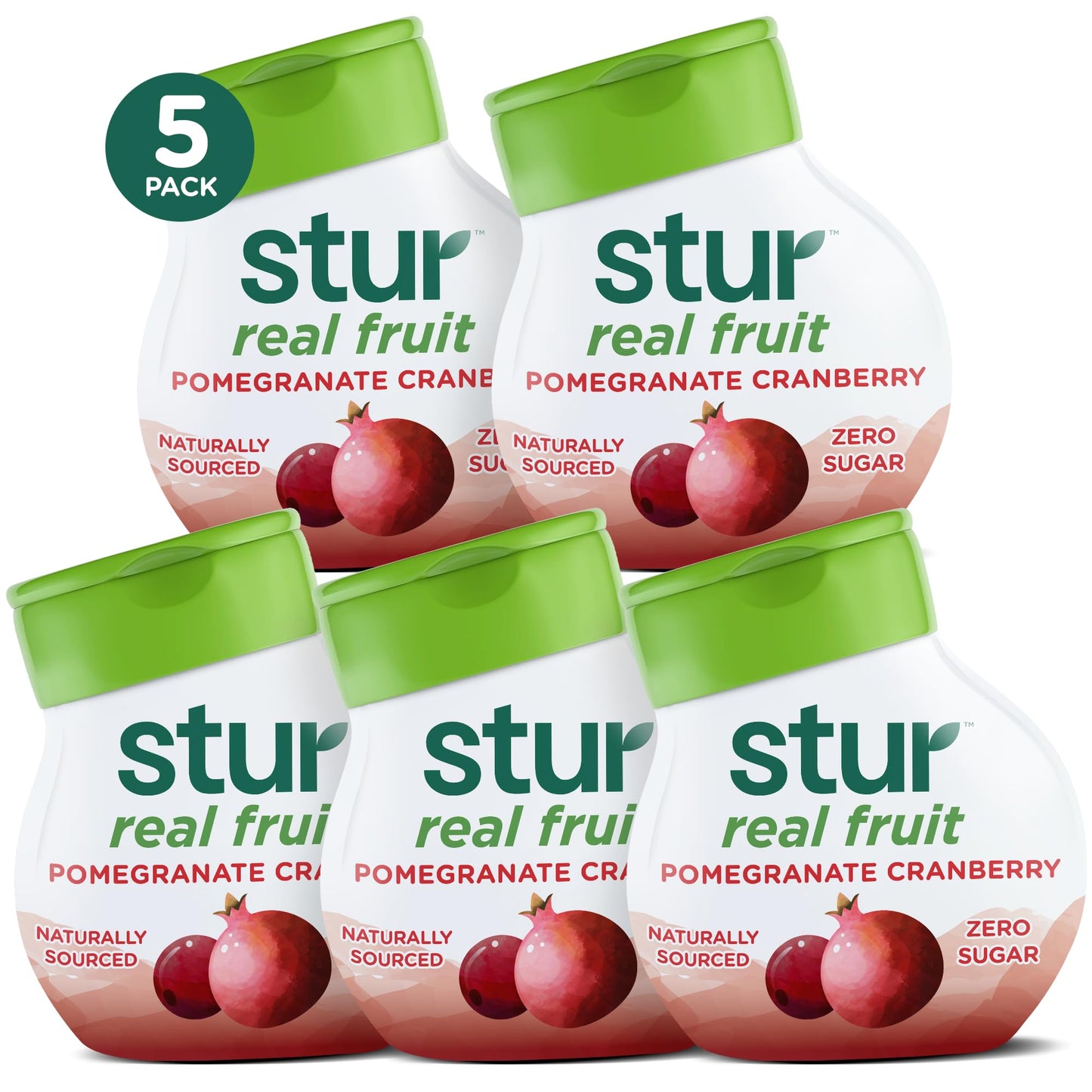 Stur Liquid Water Enhancer | Pomegranate Cranberry | Naturally Sweetened | High In Vitamin C & Antioxidants | Sugar Free | Zero Calories | Keto | Vegan | 5 Bottles, Makes 120 Drinks