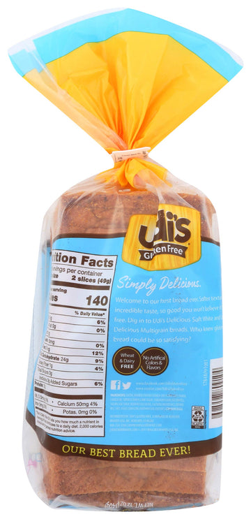 Udis Gluten Free White Bread - Frozen Sandwich Bread, 12 oz, Pack of 1