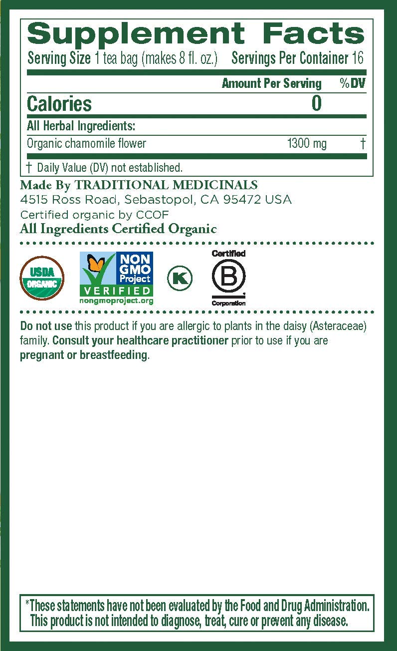 Traditional Medicinals Tea Chamomile Org