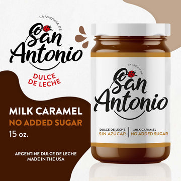 San Antonio No Added Sugar Dulce De Leche Classic Milk Caramel Spread - Gluten & Lactose Free Dessert Filling & Toppings, Ideal For Ice Cream, Cake, Coffee, Pancakes, Fruit Dip - 15 Oz, Pack Of 12