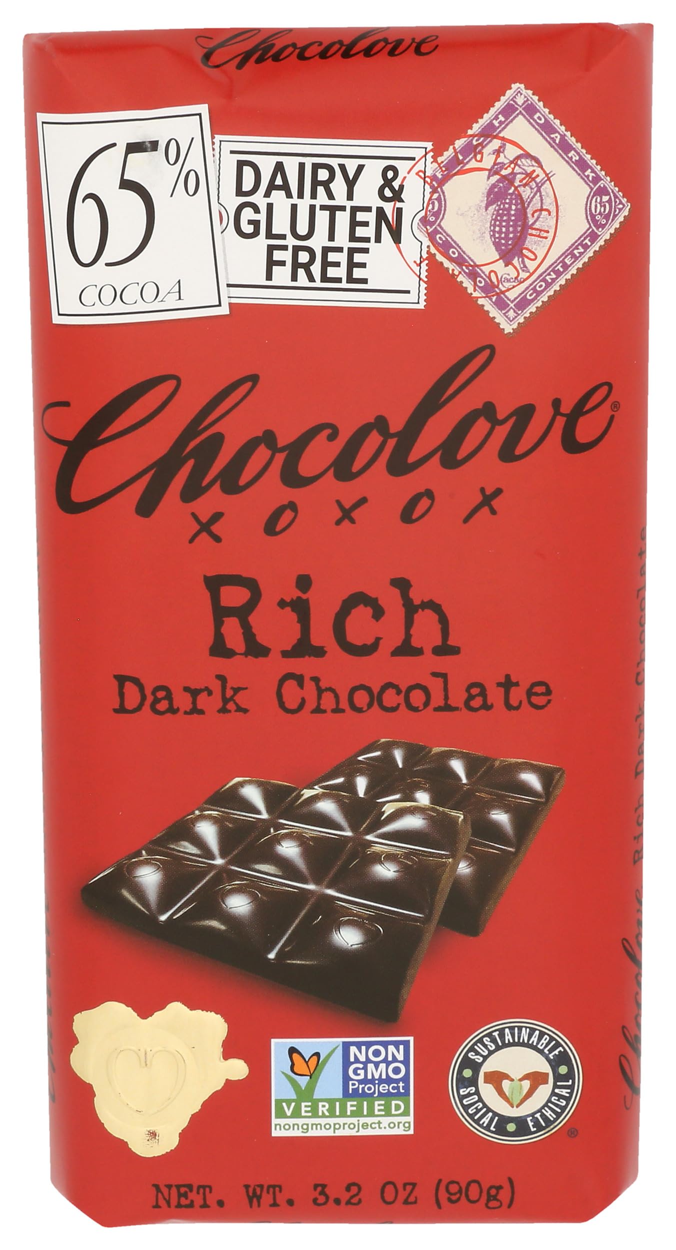 Chocolove Rich Dark Chocolate Bar 3.2 OZ