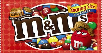 M&M'S Peanut Butter Chocolate Candy Sharing Size 2.83-Ounce Pouch 24-Count Box