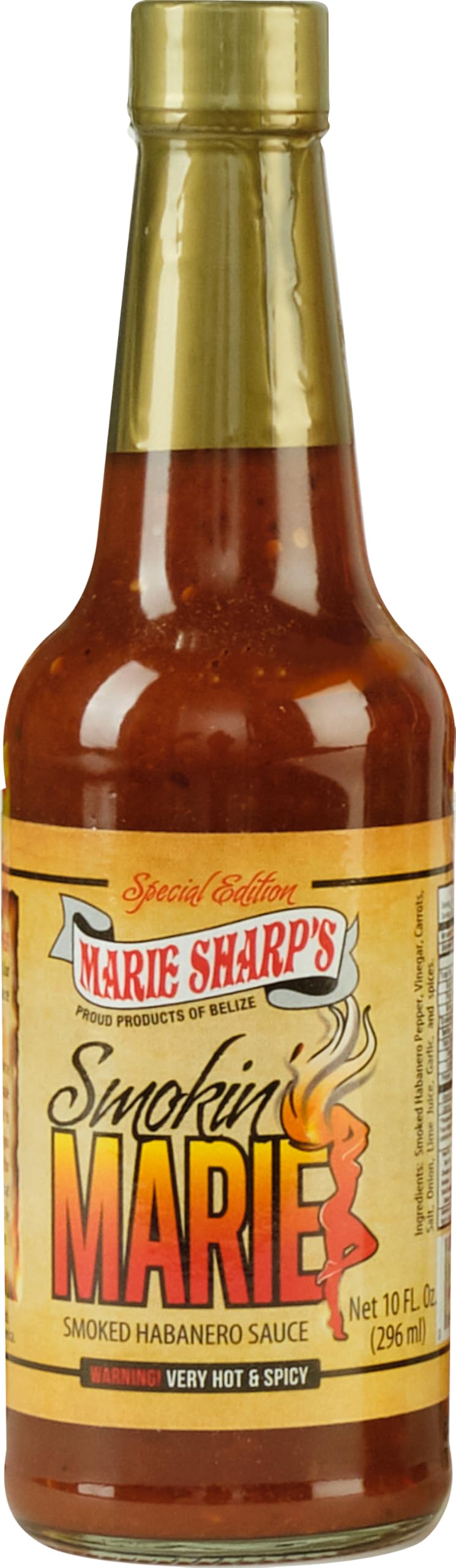 Marie Sharps Smokin Marie Rich Flavor Habanero Sauce Special Edition 10 Oz | All-Natural Belizean Hot Sauce | Smoky & Spicy Flavor For Wings Tacos & Marinades